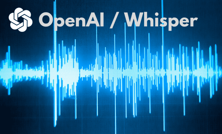 موجات صوتية رقمية تعكس تحليل الصوت بواسطة Whisper من OpenAI مع التركيز على دقة النسخ ومشكلة “هلوسات الذكاء الاصطناعي”