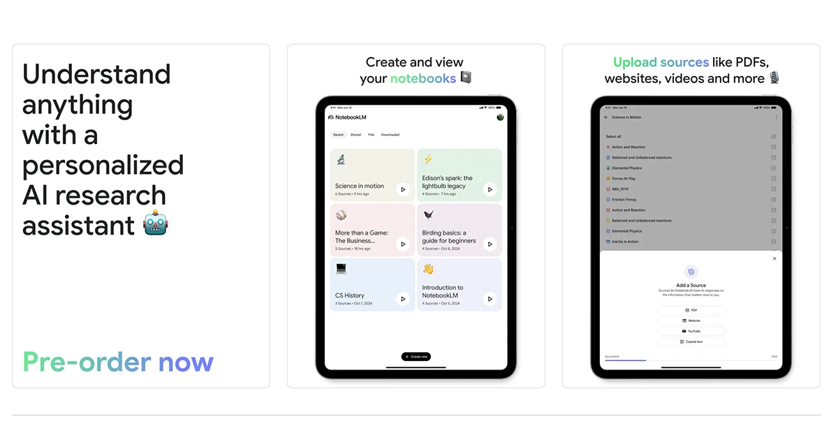 تطبيق NotebookLM الجديد